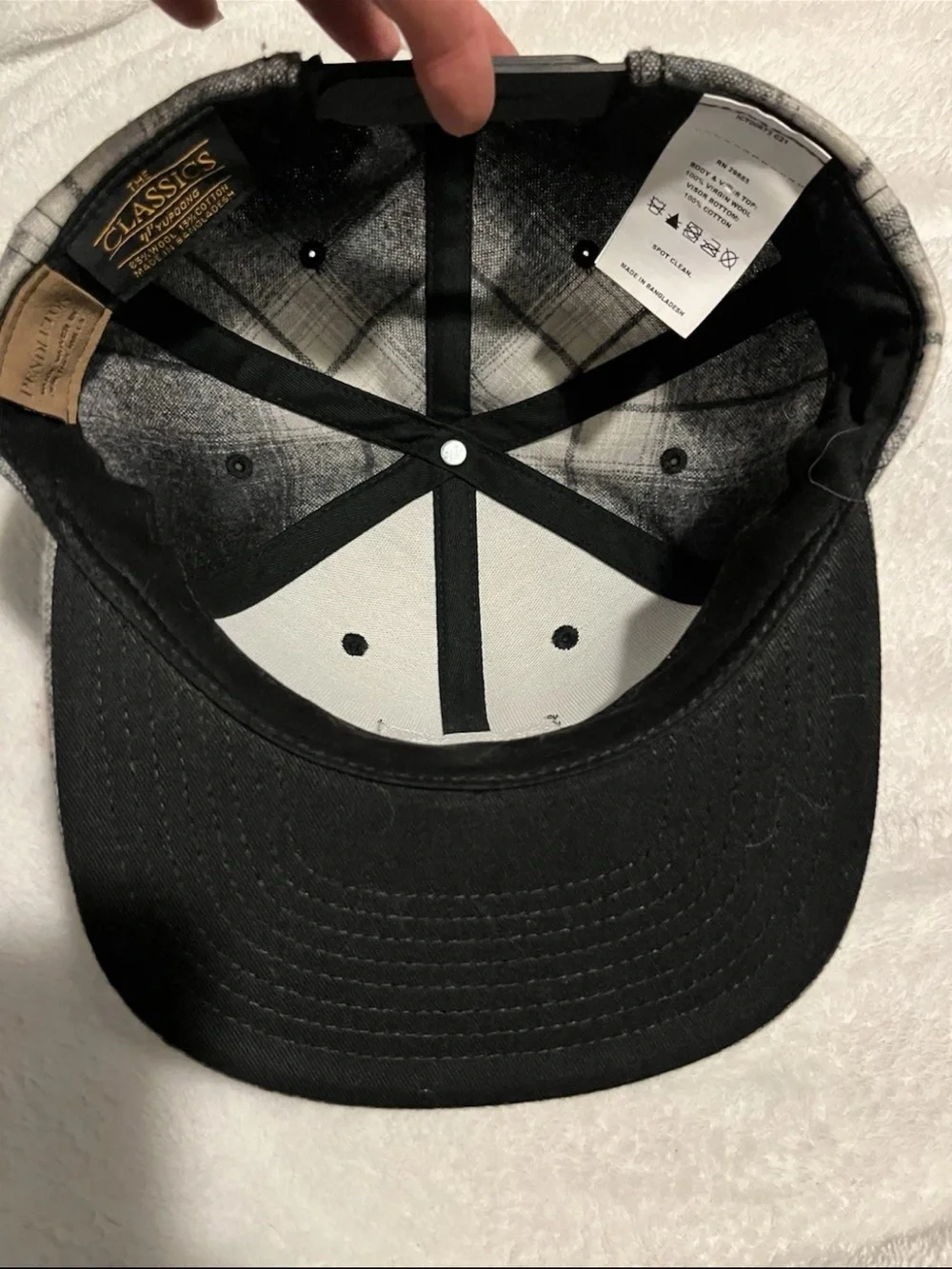 Pendleton Black and Gray Plaid Wool Snap Back Cap